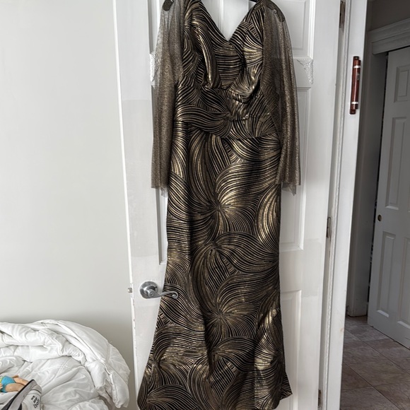 Audrey + Brooks Elegant Gold and Black Evening Gown